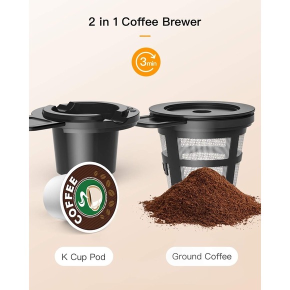 Combo Single Serve Coffee Maker & Milk Frother K cup Ground Coffee Self-cleaning - Picture 10 of 14